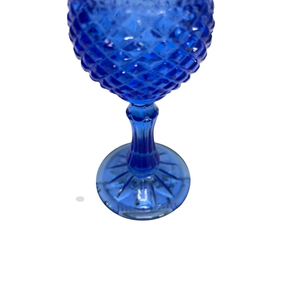 Vintage Glass Cape Cod Cobalt Blue Cameo Portrait Goblet 7.5